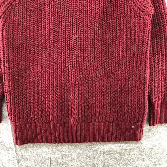 American Eagle Jegging Sweater Womens M Crewneck Wine Red Chunky Knit - Picture 4 of 11